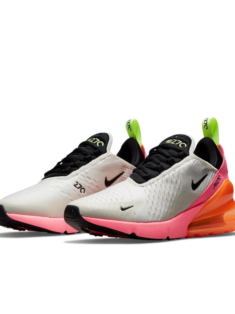 Nike Air Max 270 Sneakers - White, Black & Neon Yellow Accents